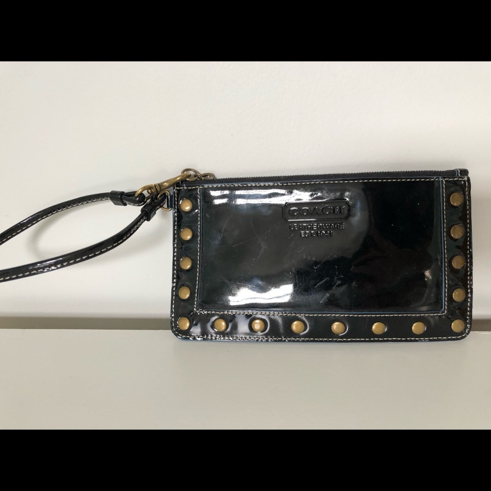 Black Coach Leather Wristlet